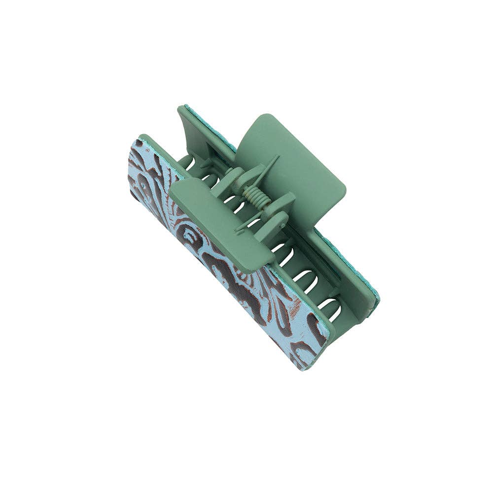 Western Spirit Hair Comb Clip: Turquoise Embossed