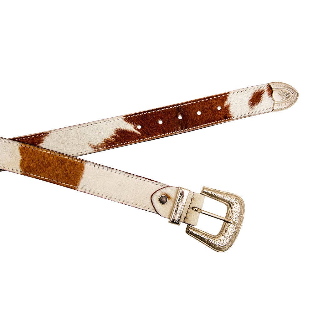 Whoop Hairon Leather Women's Belt: Brown & White / PRE-PACK