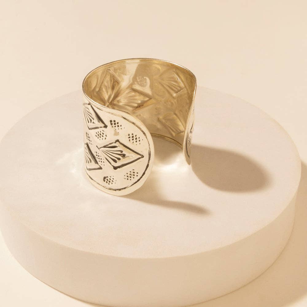 Nomad Glyph Cuff in Mesa Silver: Mesa Silver