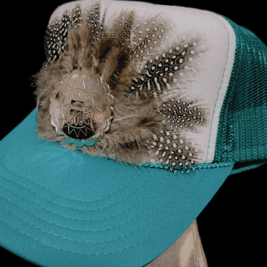 Turquoise Sun Trucker Hat