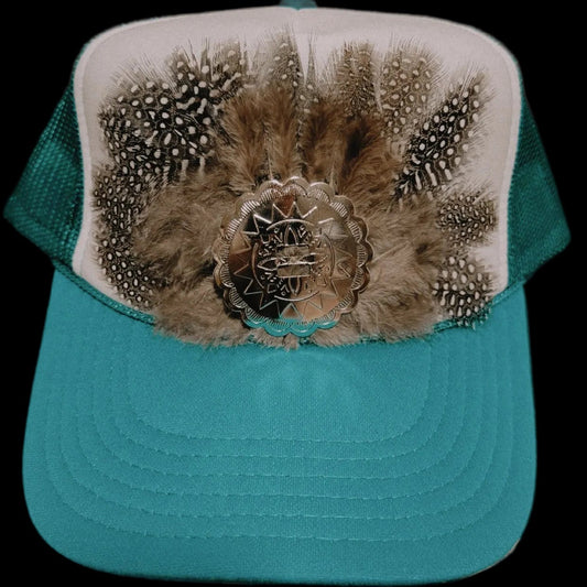 Turquoise Sun Trucker Hat