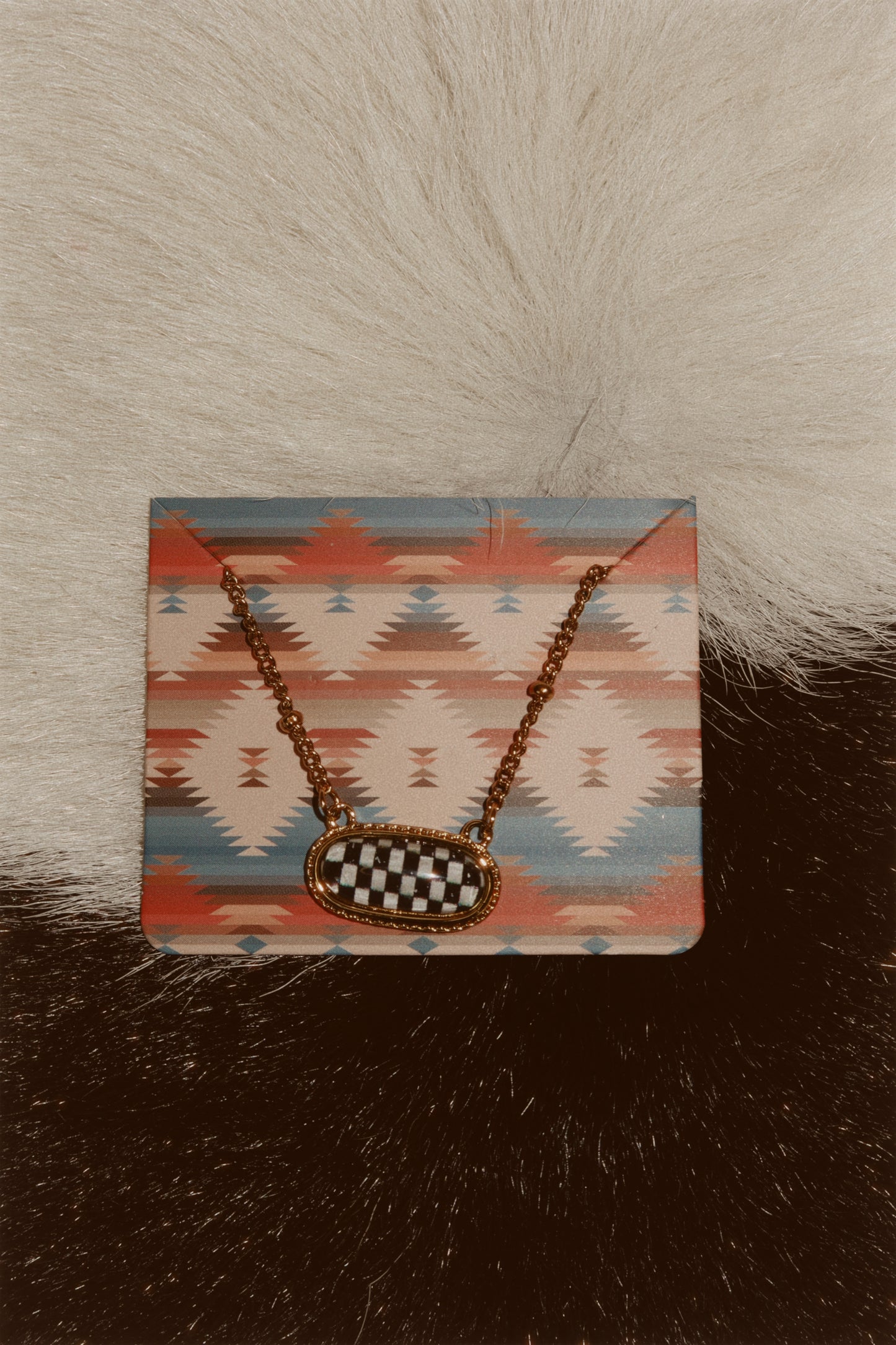 Checkered Western Style Necklace