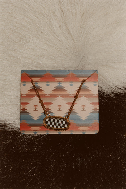 Checkered Western Style Necklace