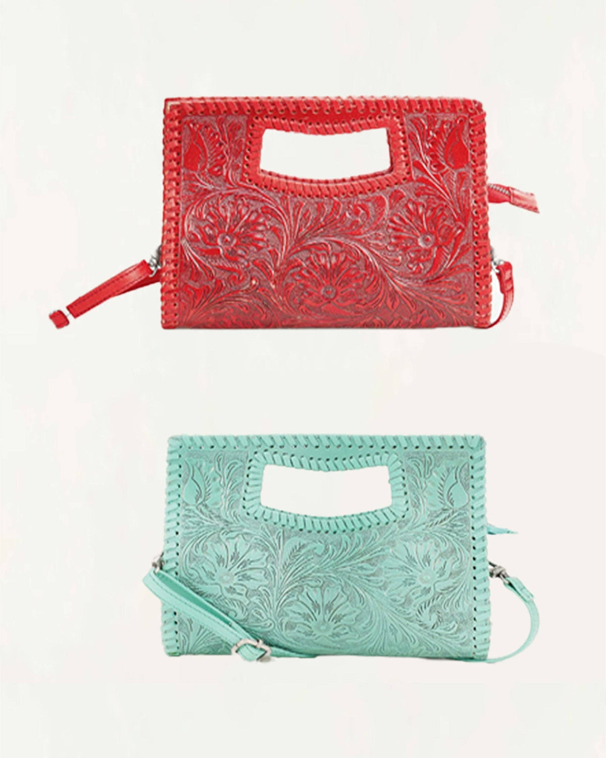 Loyal West Alma Medium Bag Turquoise: Turquoise Handtooled Leather And Calfskin / Single