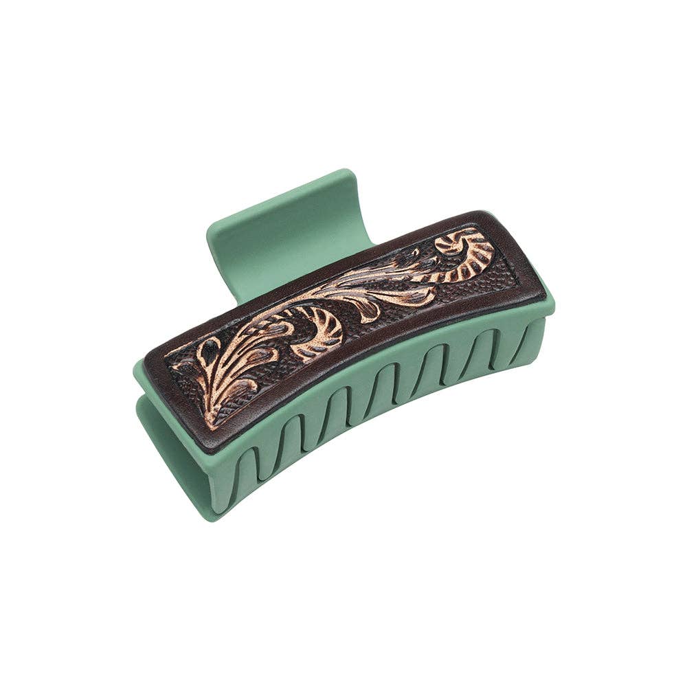 Western Spirit Hair Comb Clip: Turquoise Embossed