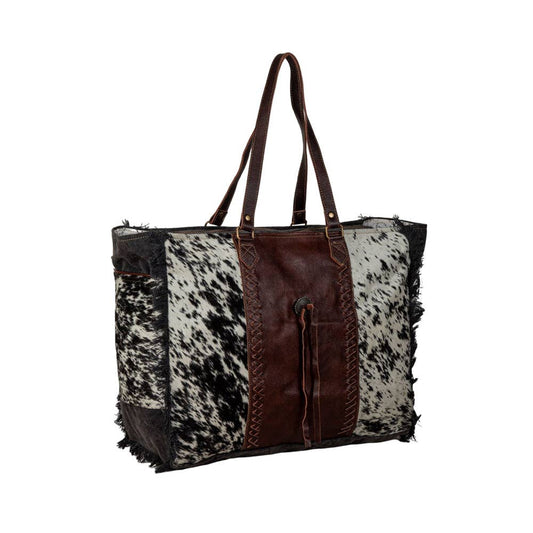 Rosalinda Cross Stitched Weekender Bag: Smoky Charcoal