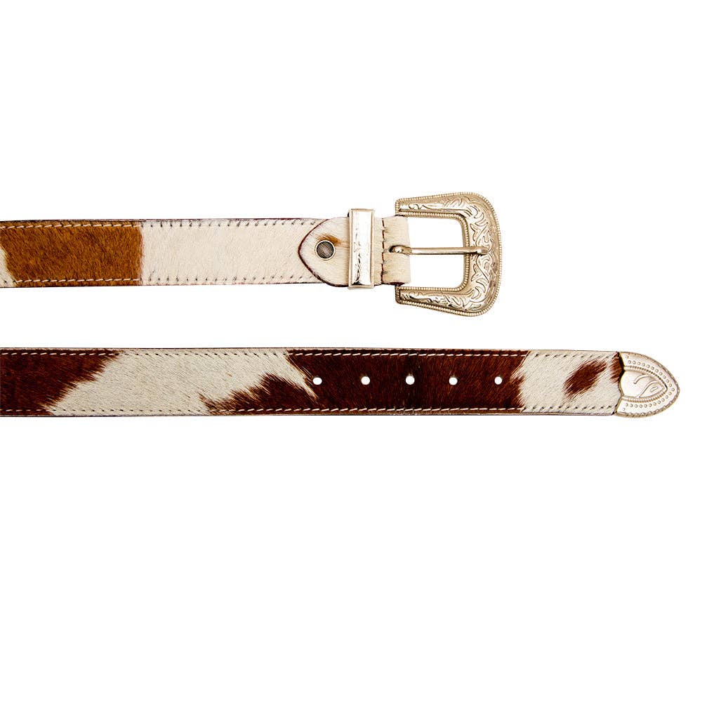 Whoop Hairon Leather Women's Belt: Brown & White / PRE-PACK