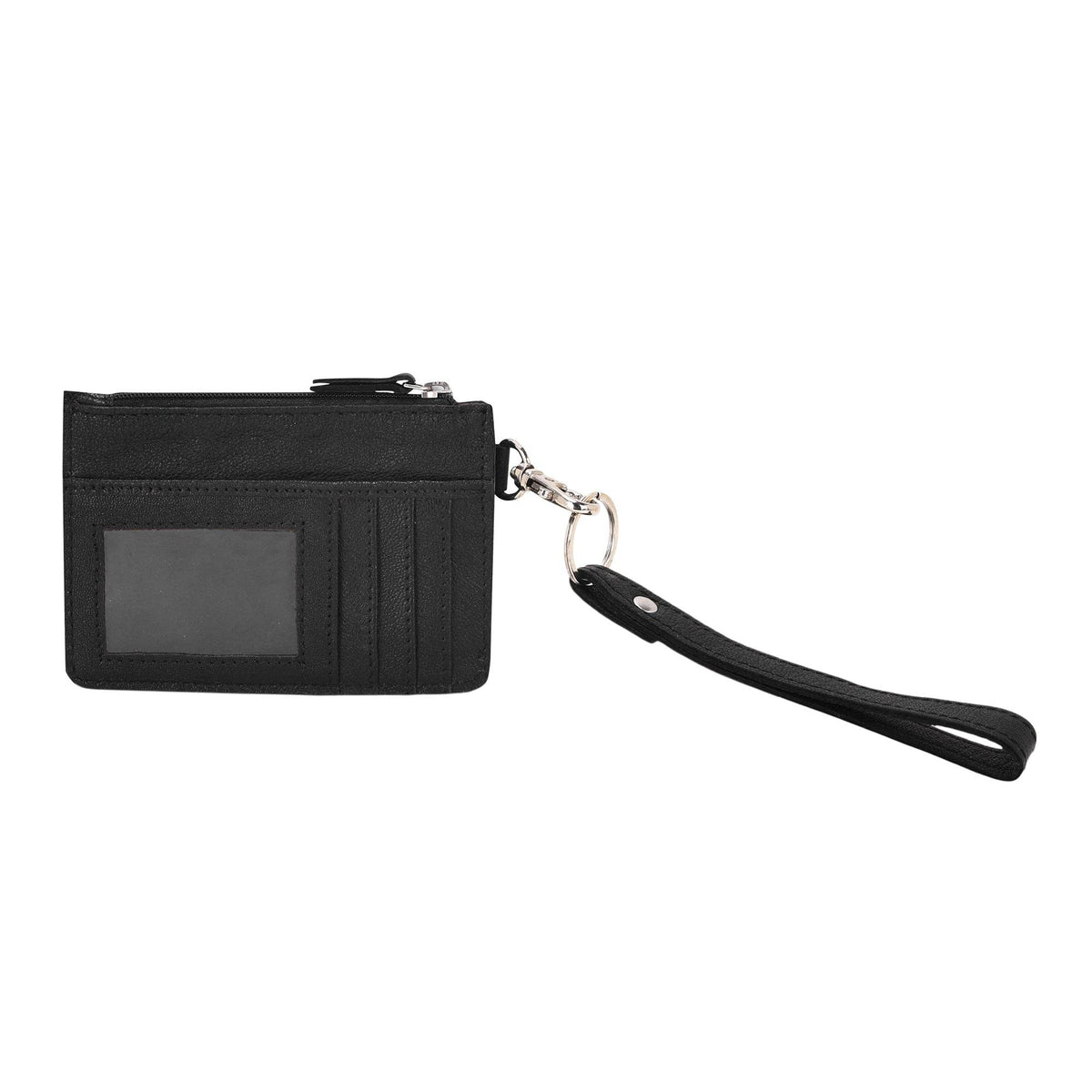Hand Hewn Card Holder for Women in black with hand tooled spade: Black