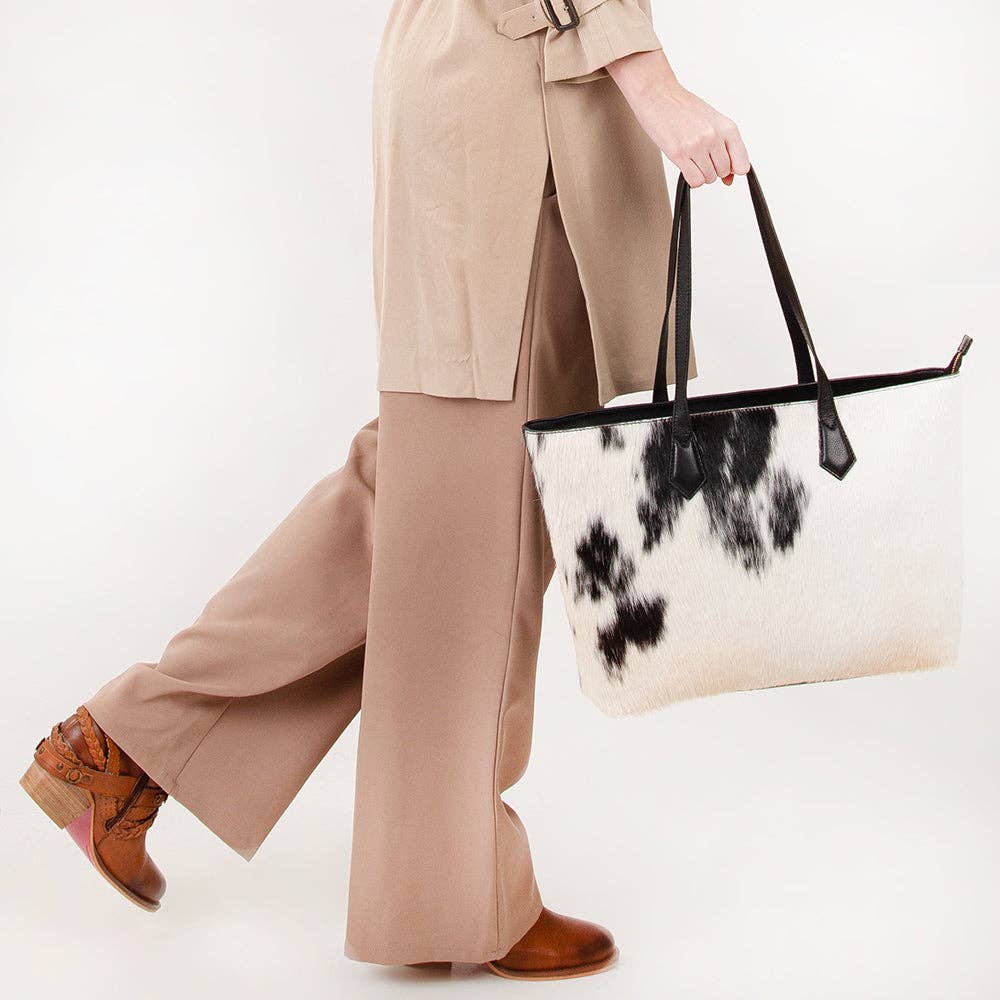 Loyal West Black and white cowhide bag