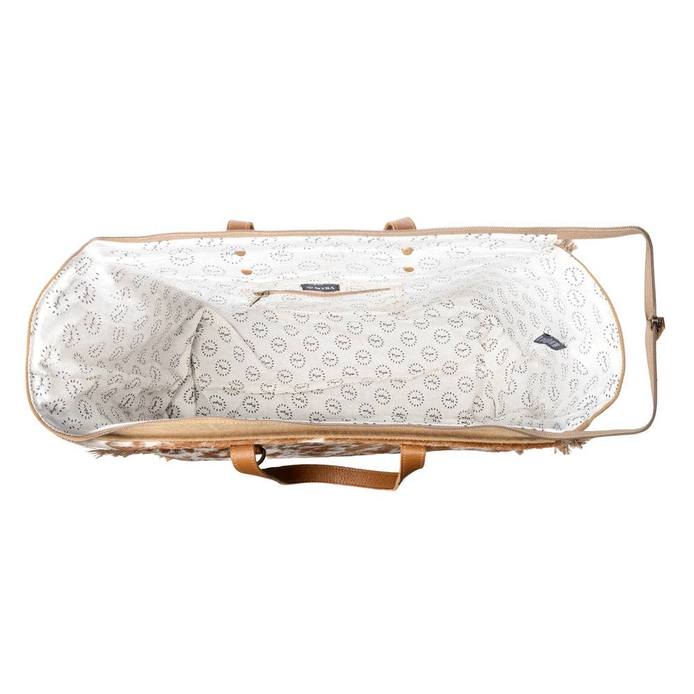 Cartwright Hand-Tooled Bag in Tan & White: Tan & White