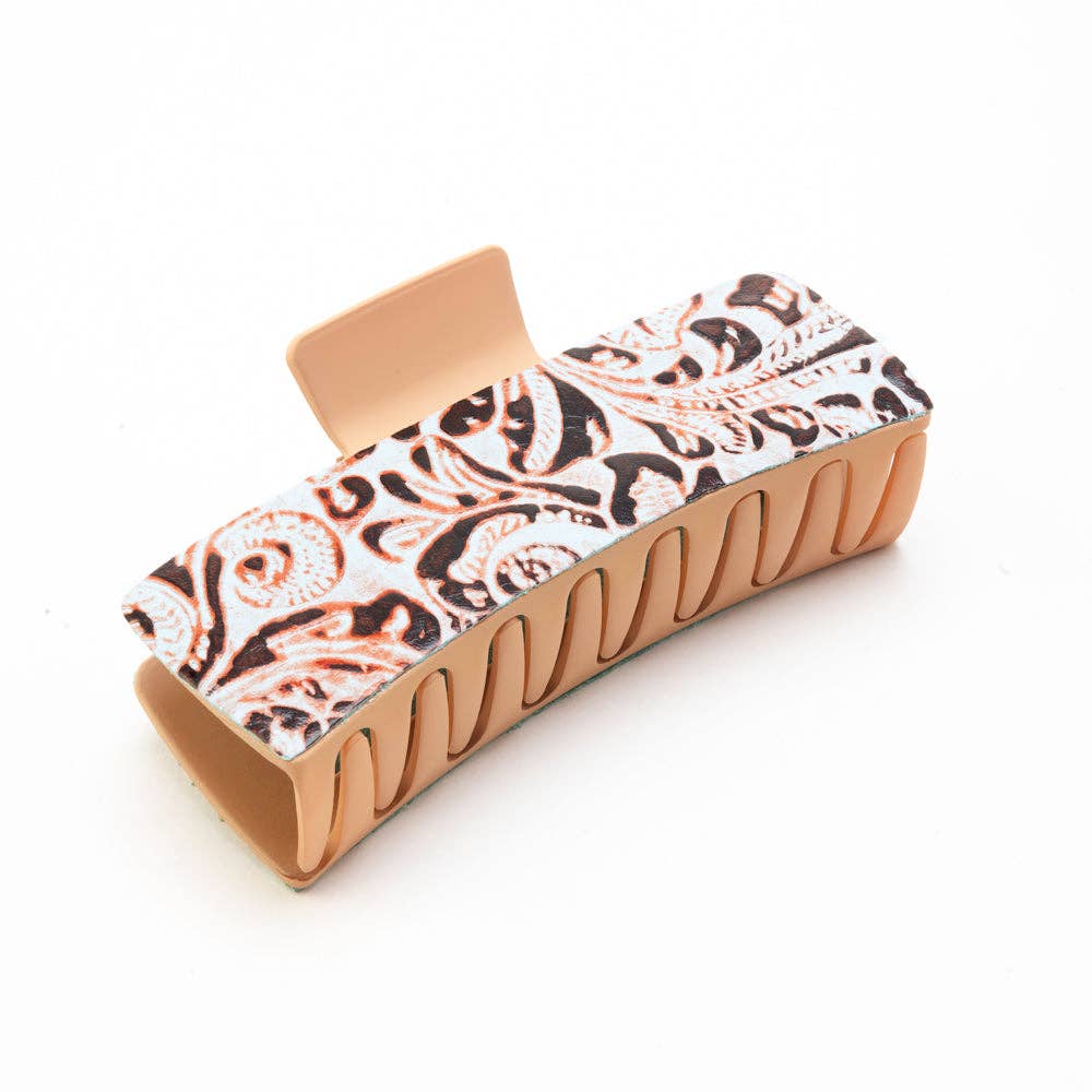 High Vista Hair Comb Clip In Light Brown: Brown-Embossed