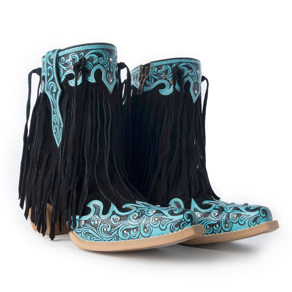 Nashville Nights Boots for Women in Twilight, Handtooled Genuine Leather with Swarovski Stones: Twilight / 11