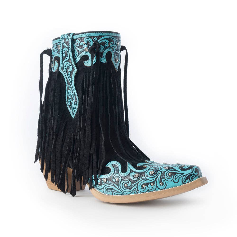 Nashville Nights Boots for Women in Twilight, Handtooled Genuine Leather with Swarovski Stones: Twilight / 11