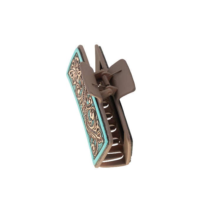 High Vista Hair Comb Clip In Turquoise: Black-White