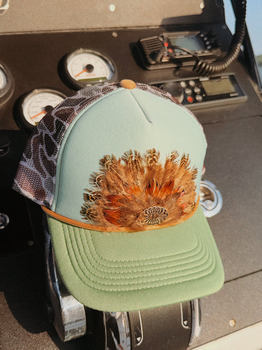 Coastal Feather Trucker Hat