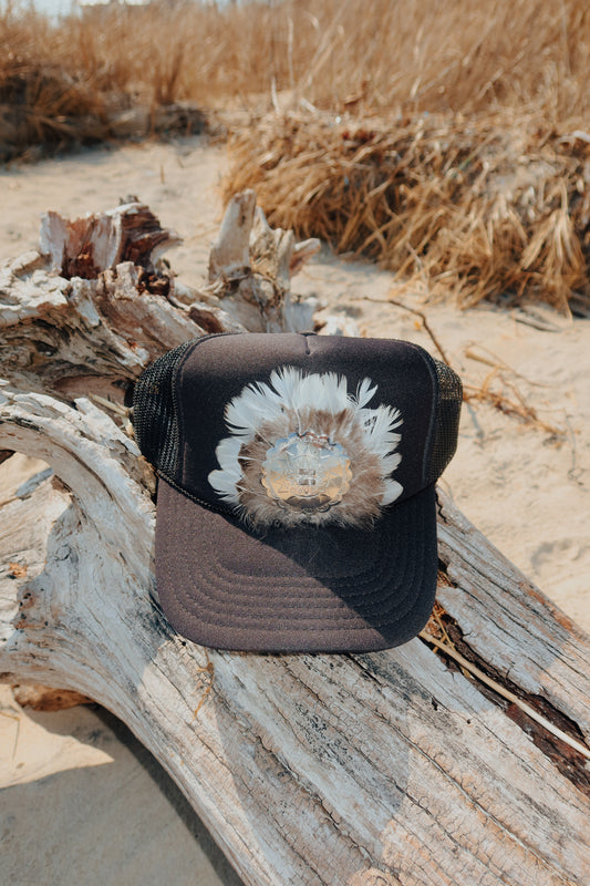 Driftwood Feather Trucker Hat