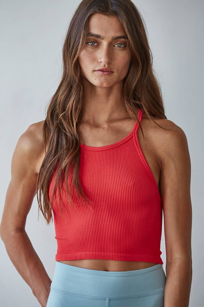 S1053 | High Quality Seamless Sleeveless Halter Neck Top: Peppermint / SM