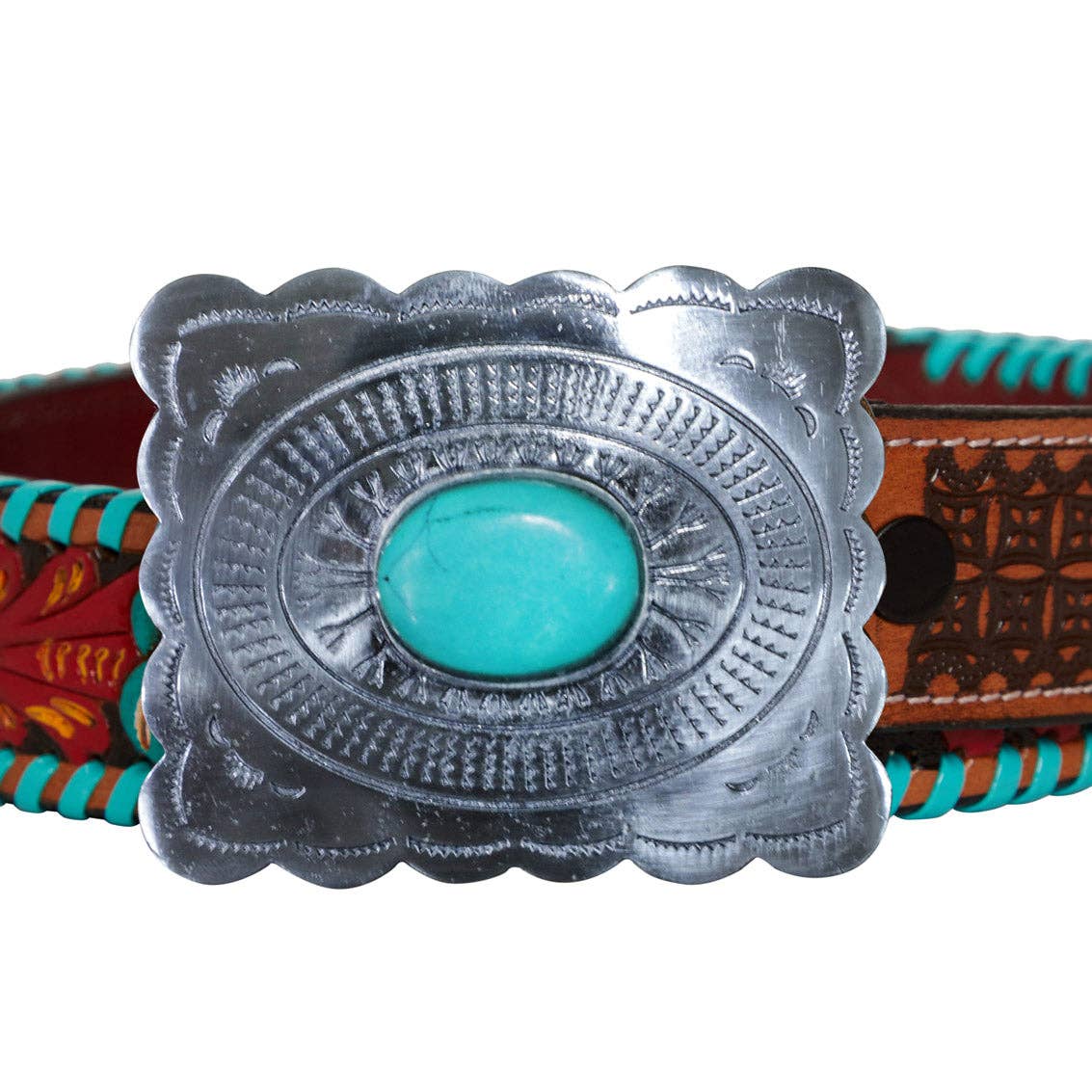 Tooled Leather Women's Belt / MEDIUM