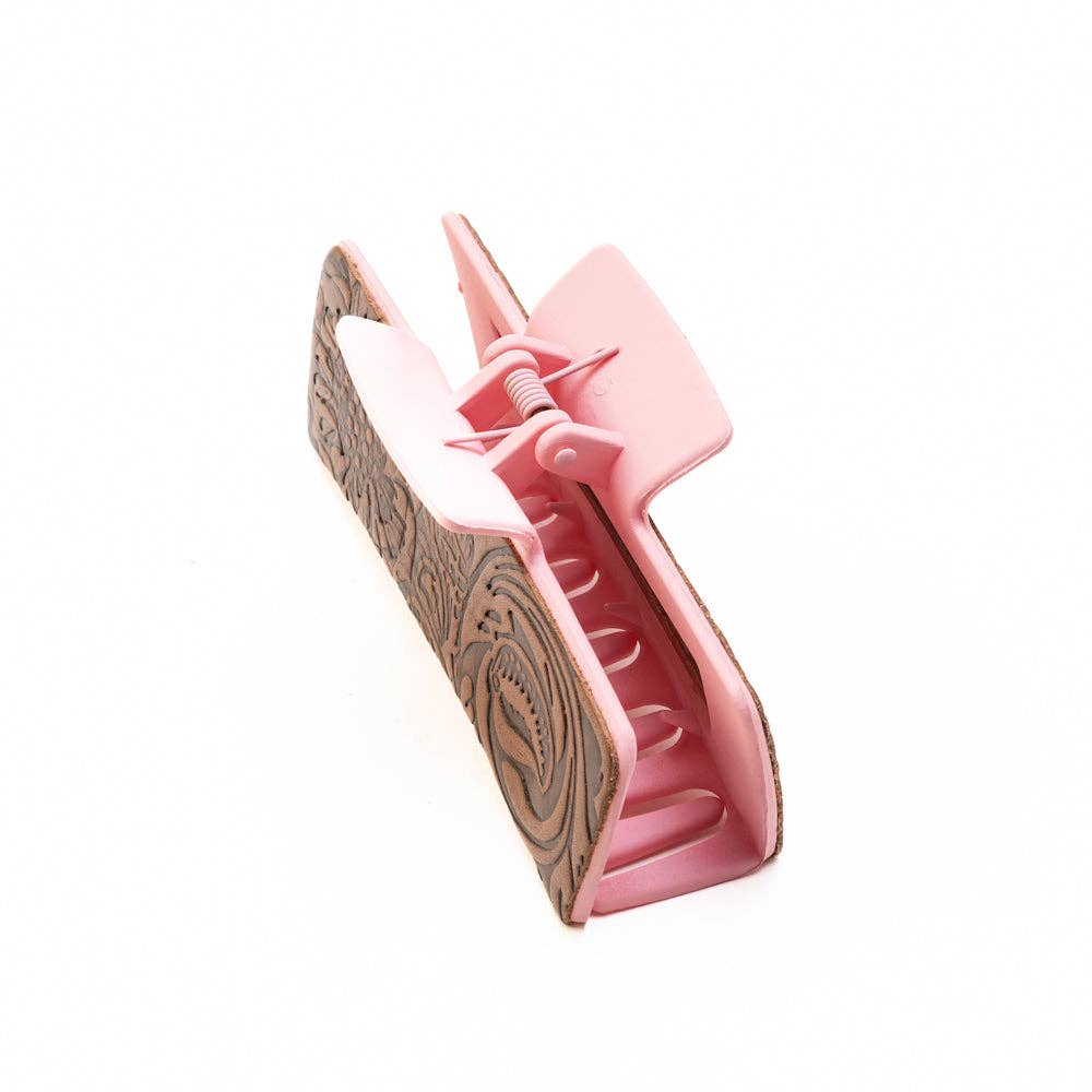 High Vista Hair Comb Clip In Pink: Hand-Tooled