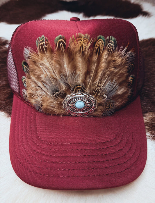 Feather Trucker Hat