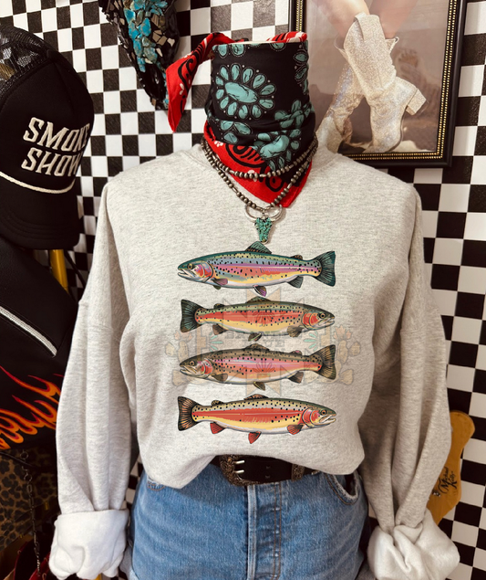 Rainbow Trout Western Graphic - Ash: 3XL / Crew