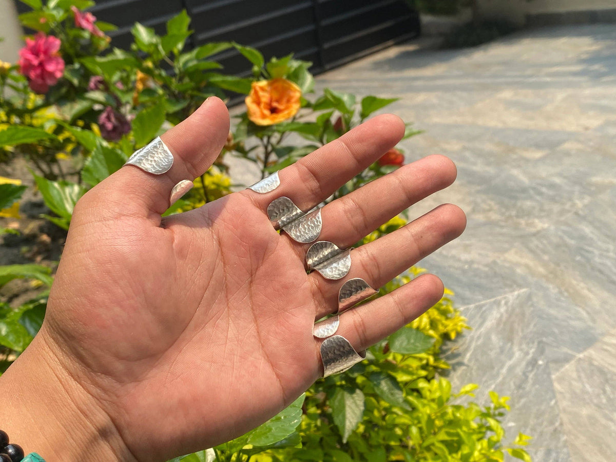 Turquoise Temptation: Silver & Gold Overlay Ring, Two Tone Ring, Hammered Ring, Unisex Aesthetic Ring.: #4- Ring