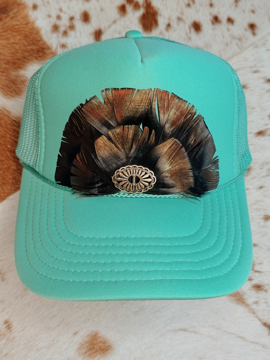 Turkey Feather Trucker Hat