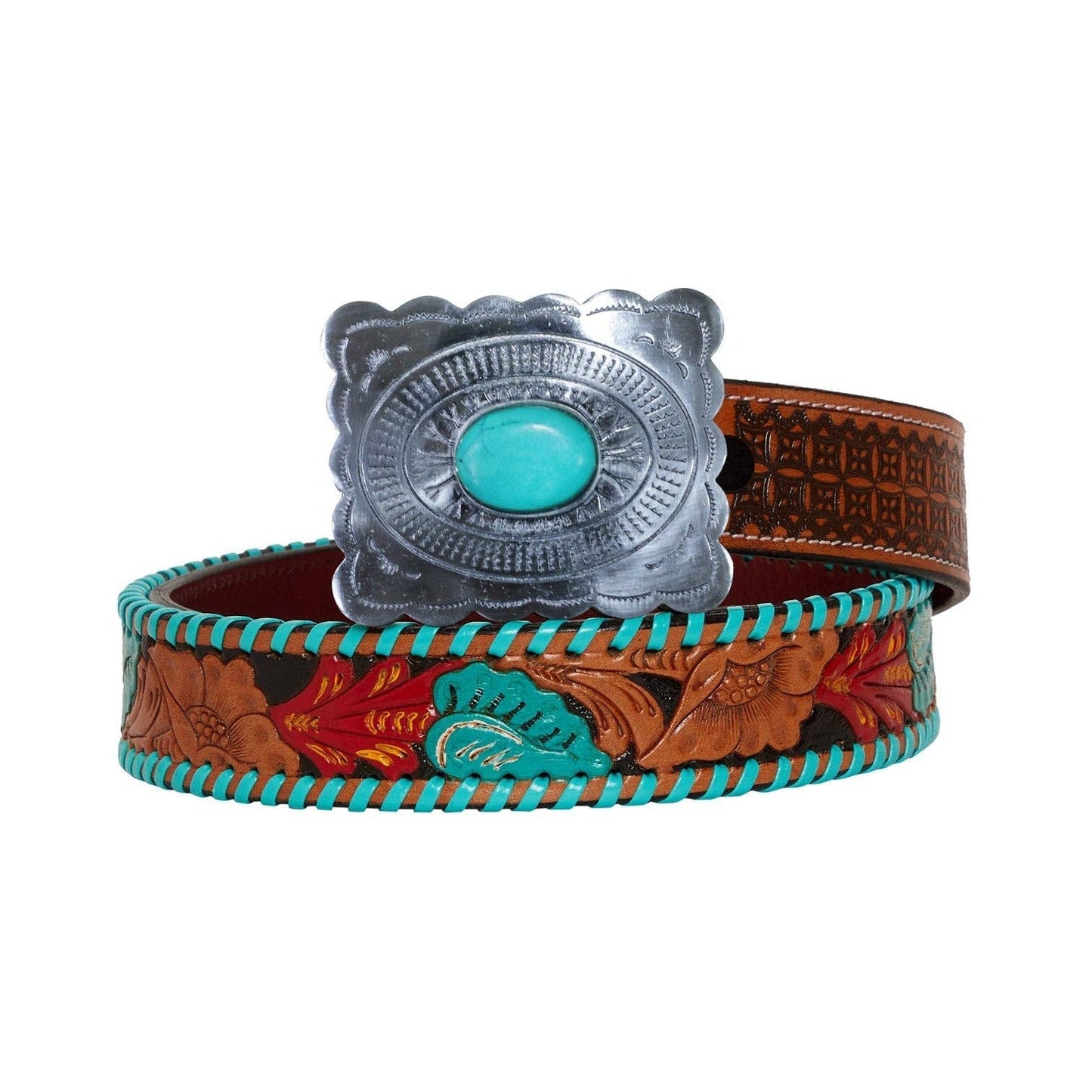 Tooled Leather Women's Belt / MEDIUM