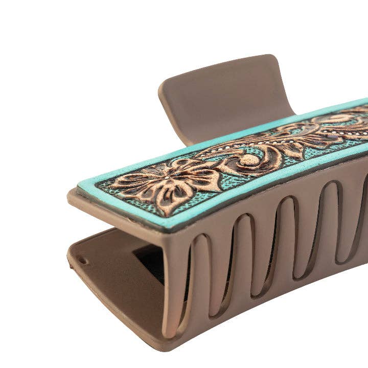 High Vista Hair Comb Clip In Turquoise: Black-White