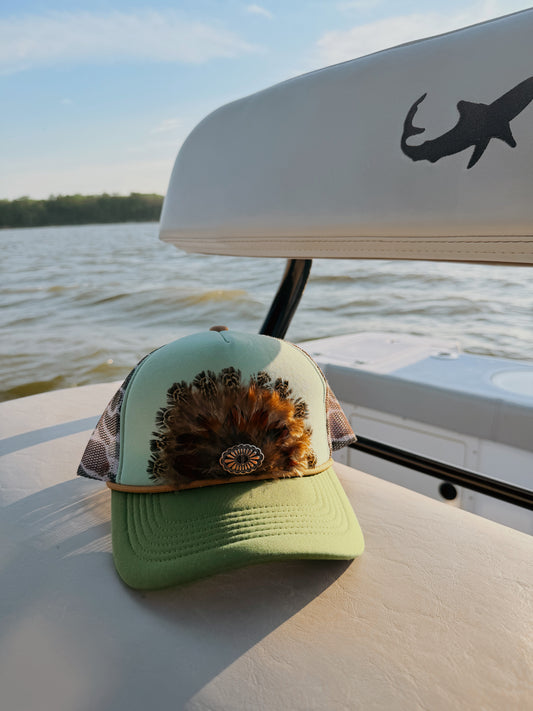 Coastal Feather Trucker Hat