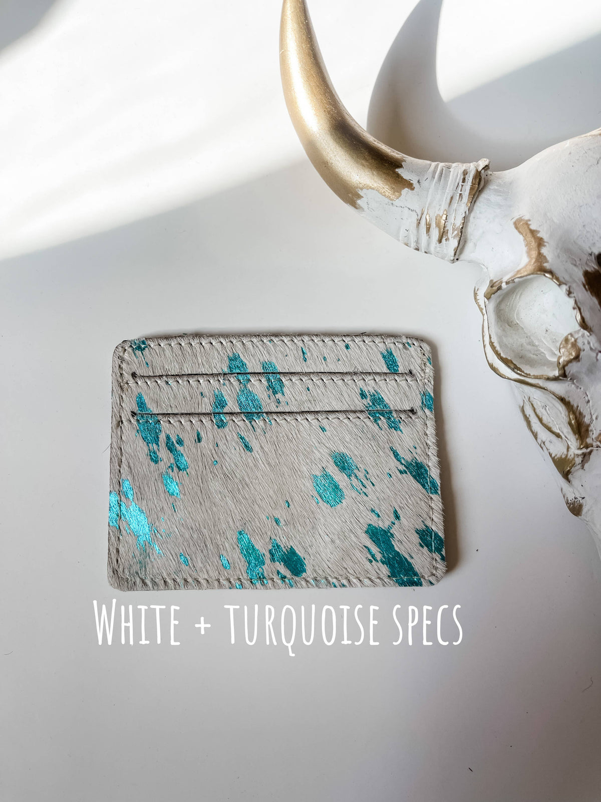 Money holder: BROWN + WHITE COWHIDE