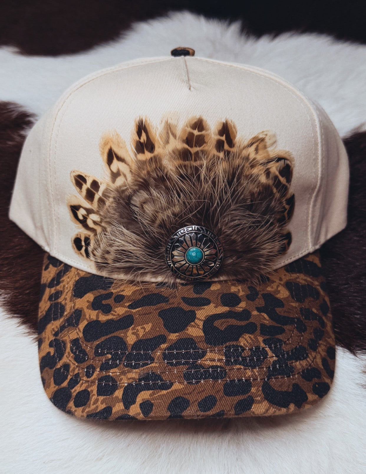 Cheetah Feather Hat