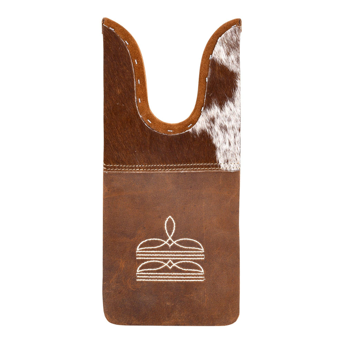 Chuckline Boot Jack in tan with hair on and embroidered detail: Tan