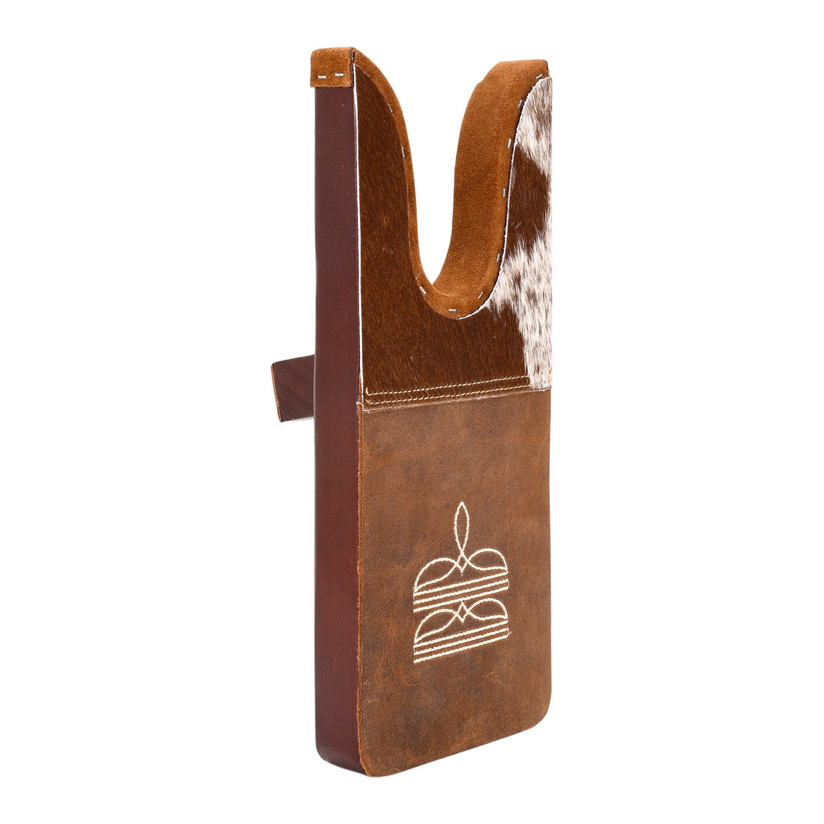 Chuckline Boot Jack in tan with hair on and embroidered detail: Tan