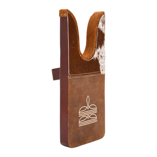 Chuckline Boot Jack in tan with hair on and embroidered detail: Tan