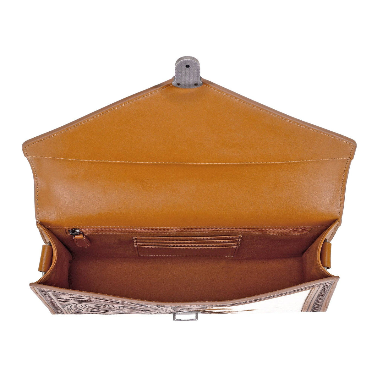 Circe Hand Tooled Bag for Women in tan with hairon: Tan