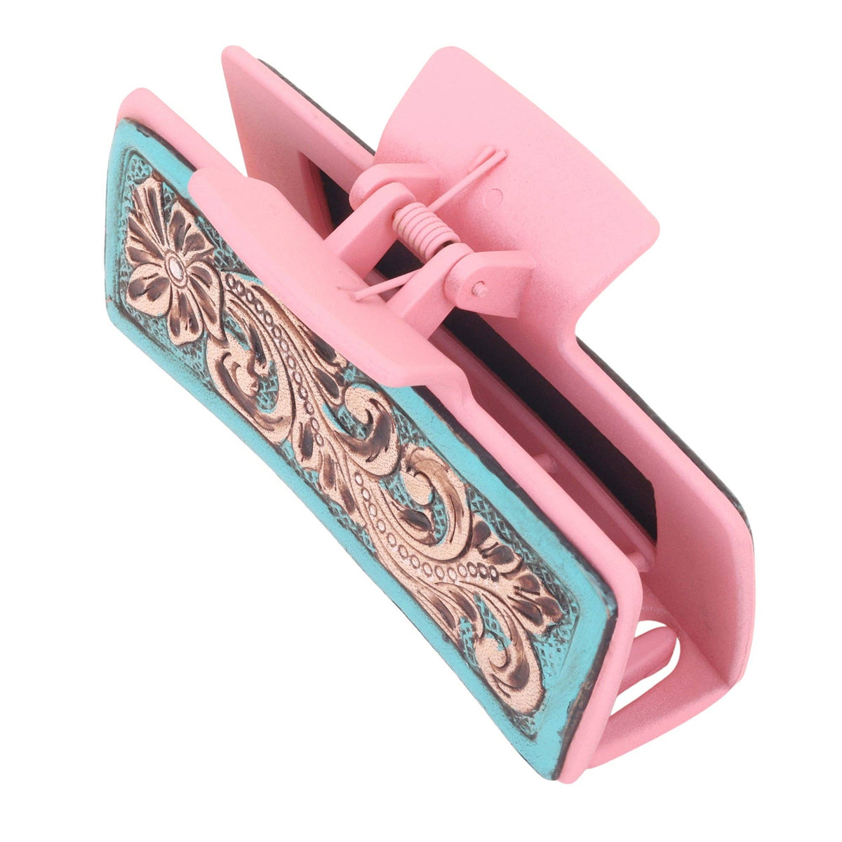 High Vista Hair Comb Clip In Pink and Brown: Brown-Embossed