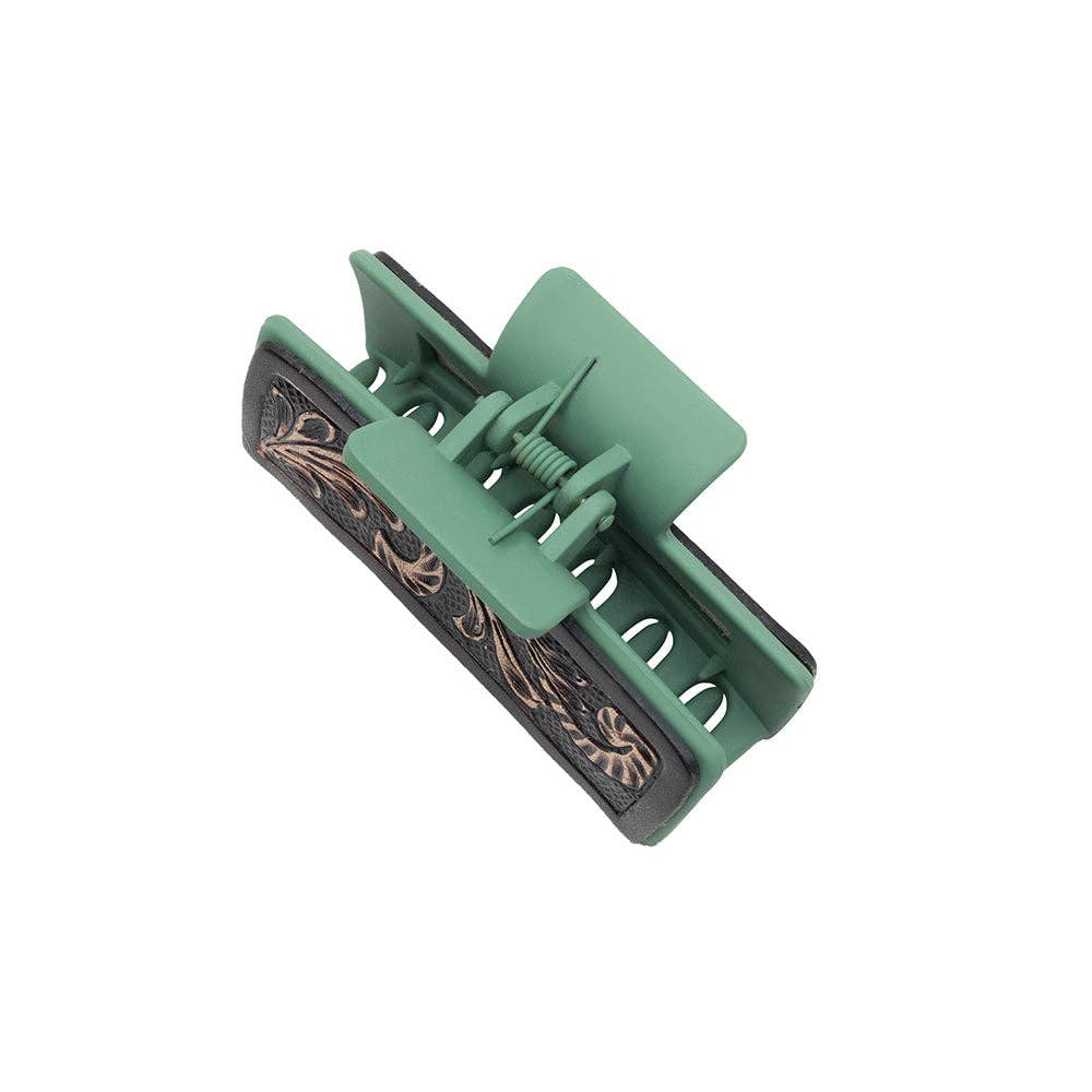 Western Spirit Hair Comb Clip: Turquoise Embossed