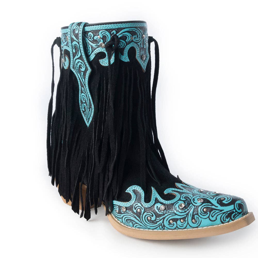 Nashville Nights Boots for Women in Twilight, Handtooled Genuine Leather with Swarovski Stones: Twilight / 11