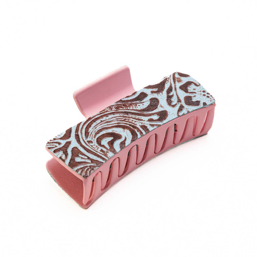 High Vista Hair Comb Clip In Pink: Hand-Tooled
