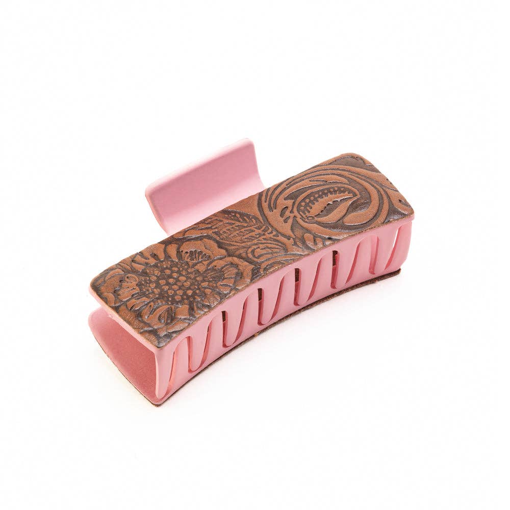 High Vista Hair Comb Clip In Pink: Hand-Tooled