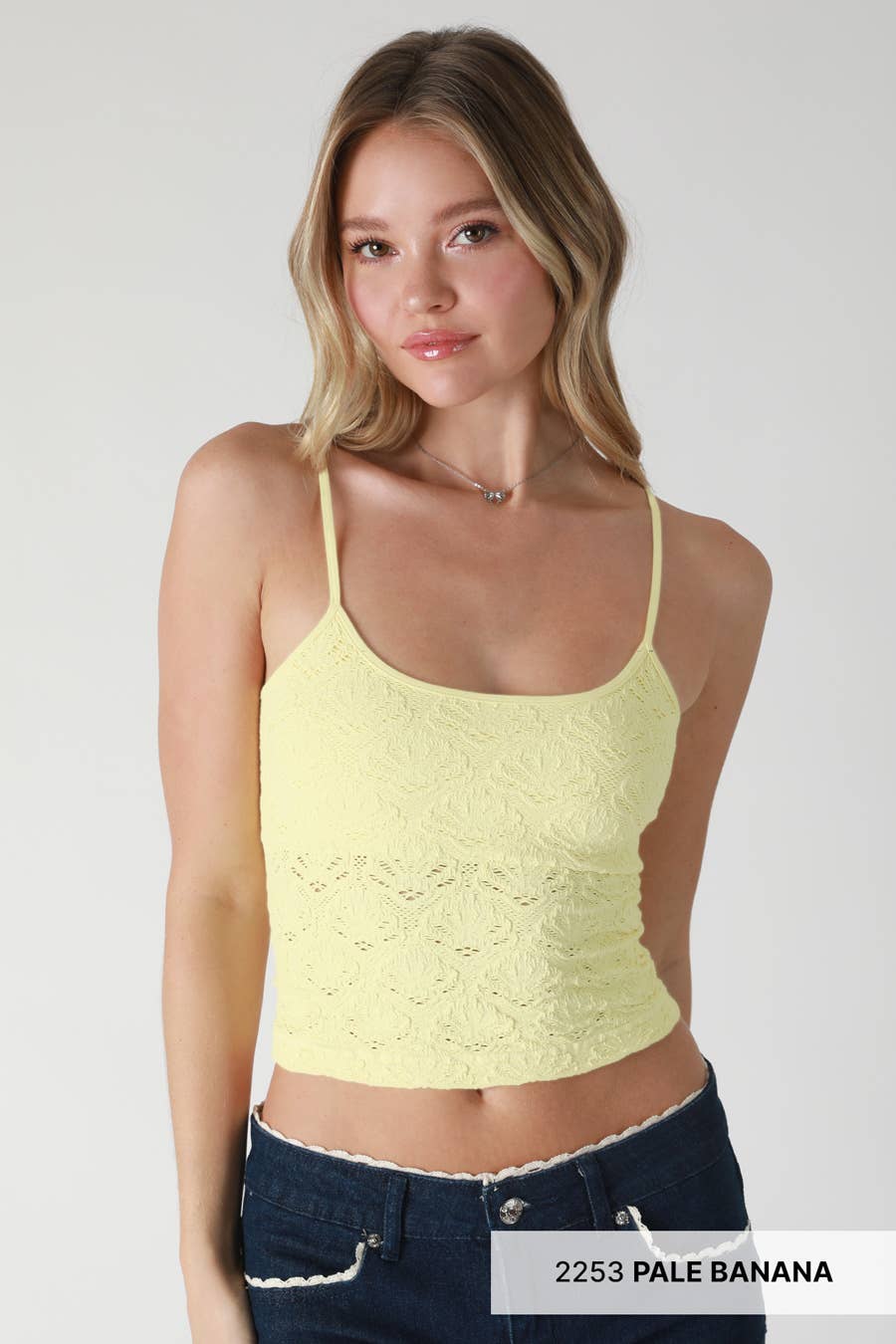 NS8473 - Floral Textured Lace Cami: 2252 Icy Pink