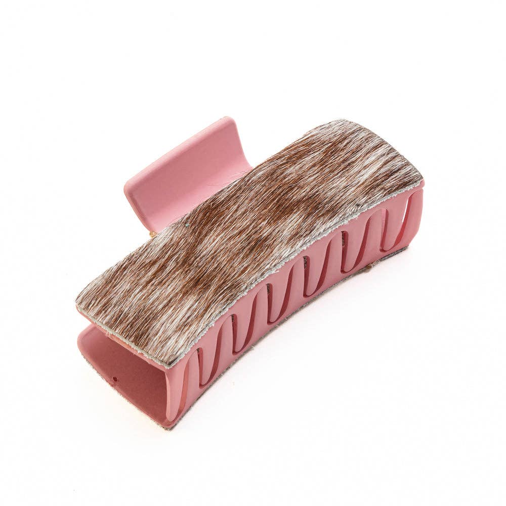High Vista Hair Comb Clip In Pink and Brown: Brown-Embossed