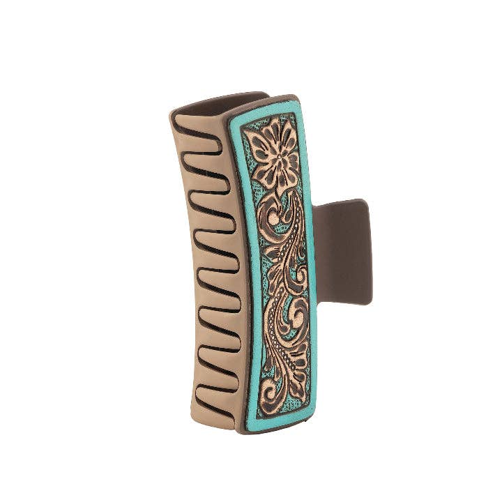 High Vista Hair Comb Clip In Turquoise: Black-White