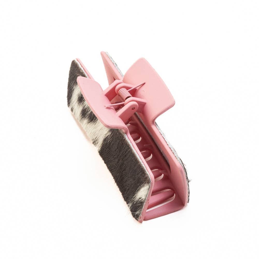 High Vista Hair Comb Clip In Pink and Brown: Brown-Embossed