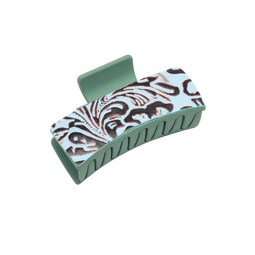 Western Spirit Hair Comb Clip: Turquoise Embossed