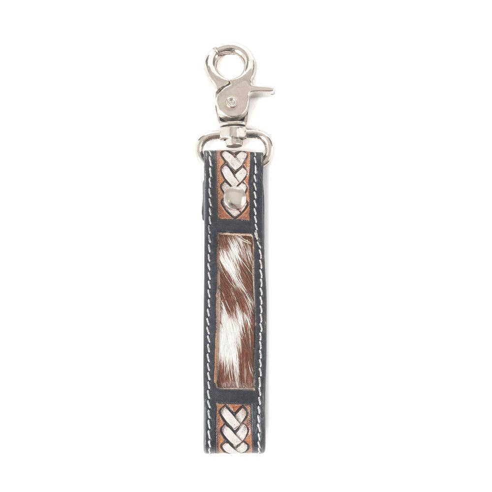 Braided Buckle Hairon Key Fob in Dusty Bronze