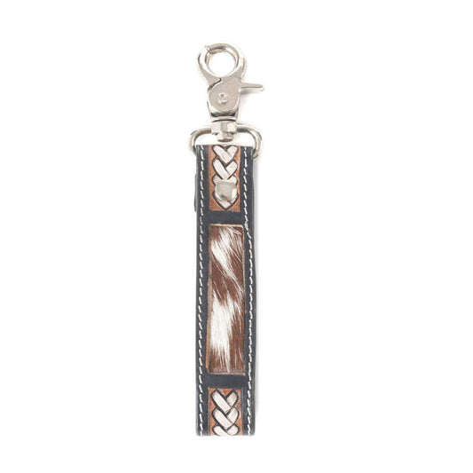 Braided Buckle Hairon Key Fob in Dusty Bronze