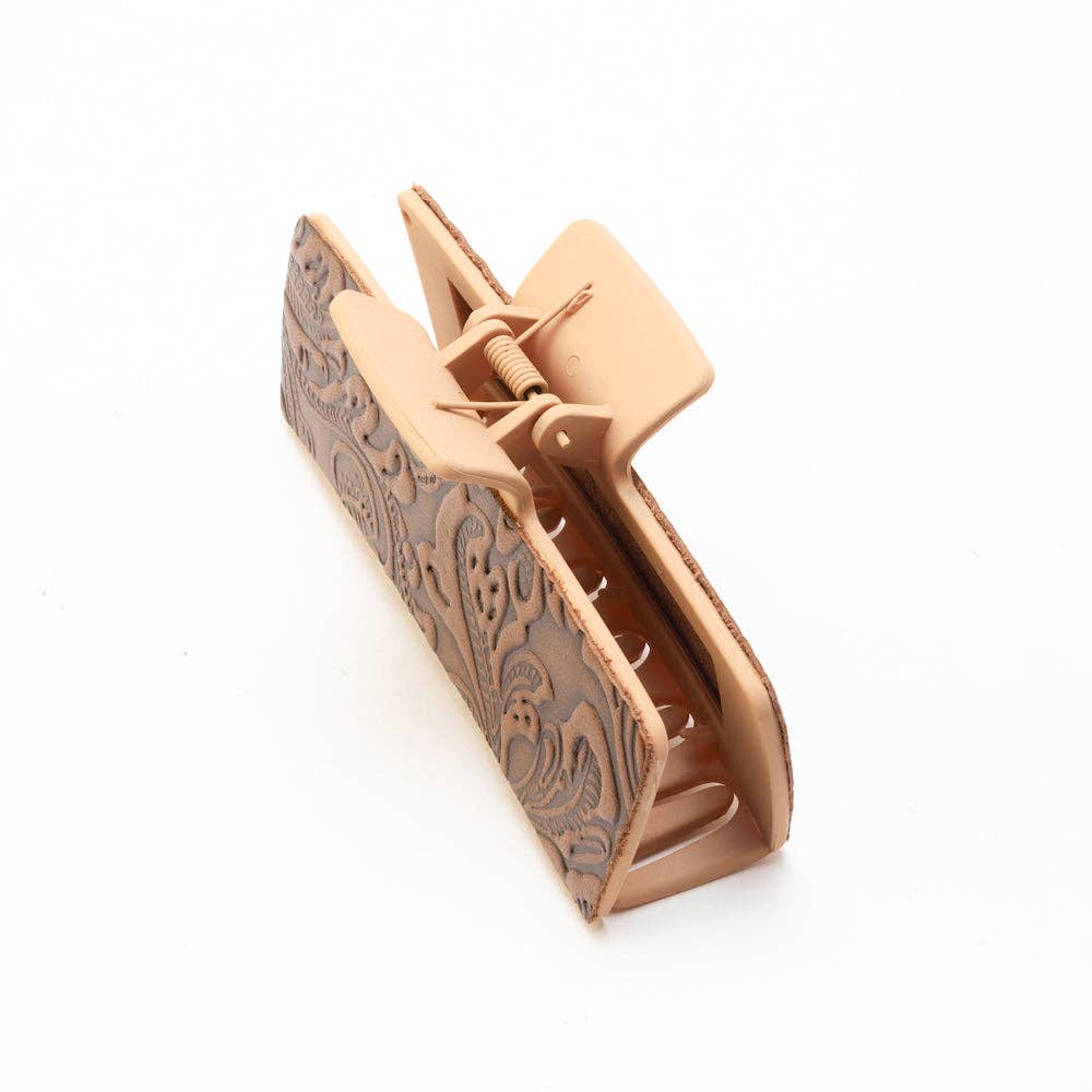 High Vista Hair Comb Clip In Light Brown: Brown-Embossed