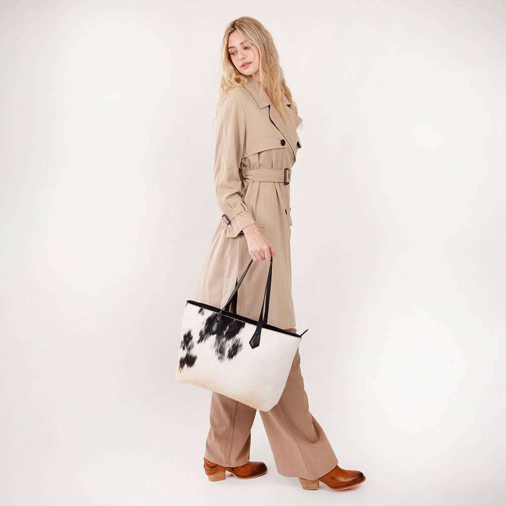 Loyal West Black and white cowhide bag
